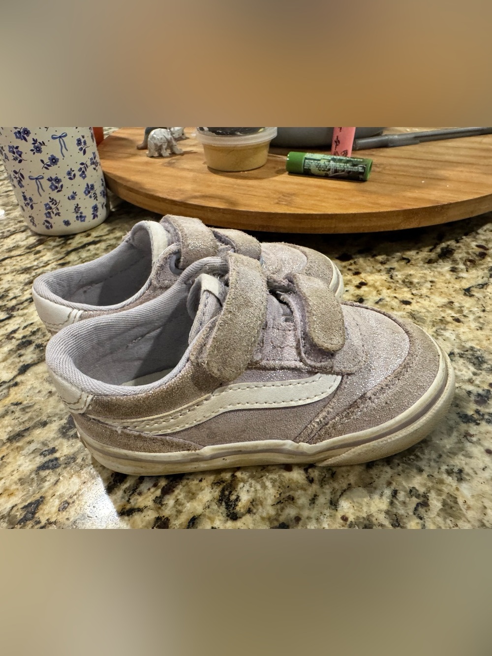 Vans Kids Velcro Sneakers - Light Gray Suede